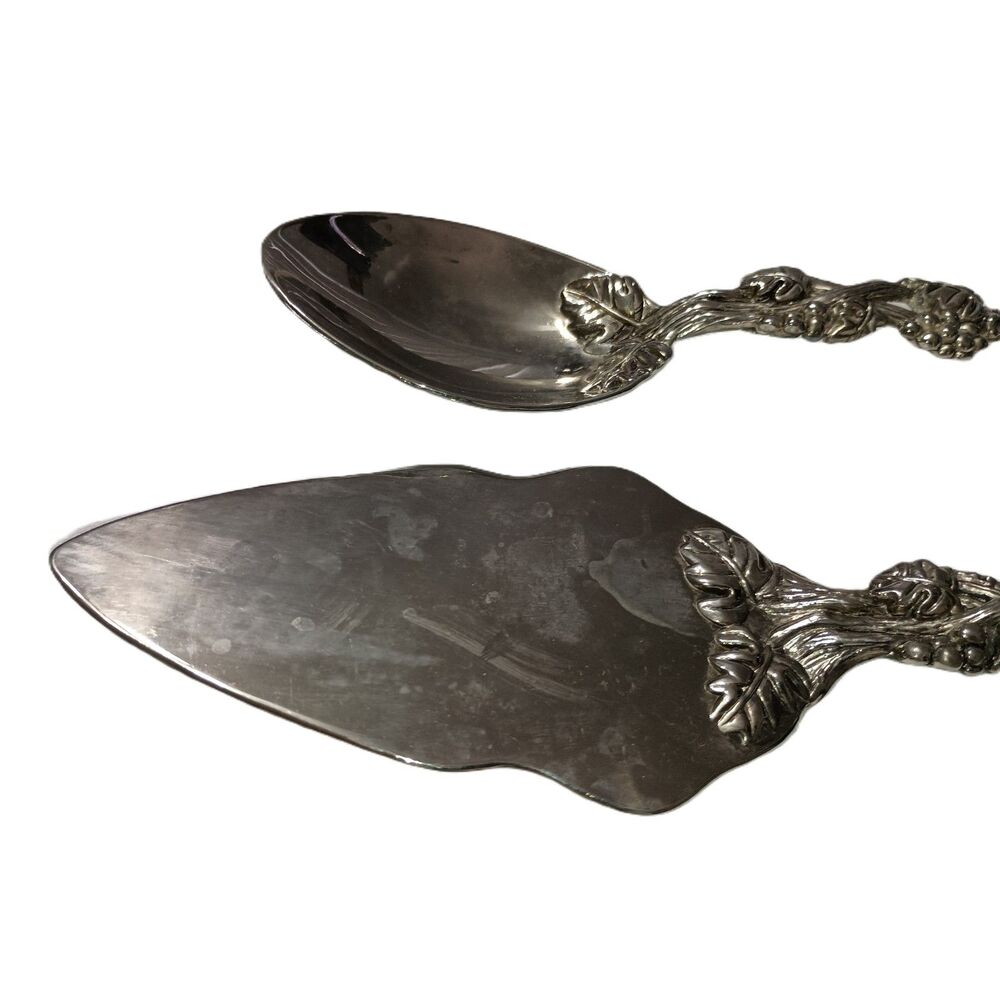 Vintage Silver Plated Cake/Pie Dessert Server & Spoon/Twist Handle Design (Used)
